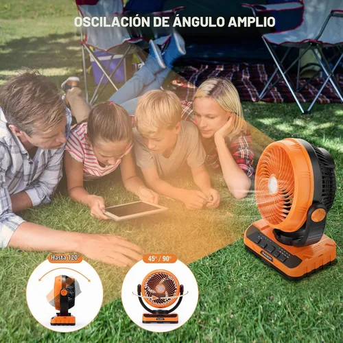 Vista 6 de Raddy Ventilador de camping recargable CF5 40000mAh LED luz gancho