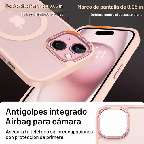 Vista 7 de BENTOBEN Funda para iPhone 15, funda para iPhone 15 compatible con MagSafe, funda magnética mate translúcida a prueba de golpes para mujeres y Rosa