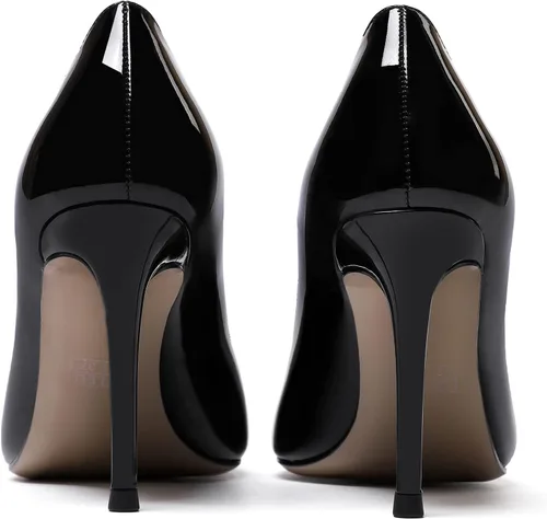 Vista 4 de WAYDERNS Zapatos de tacón alto de aguja de charol para mujer, de 3.5 pulgadas