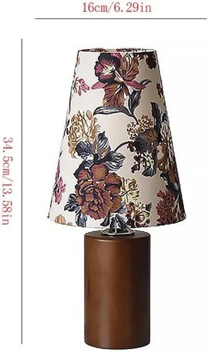 Vista 2 de Lamp for Desk Romantic Atmosphere Table Lamp Solid Wood Retro Floral Table Lamp Bedroom Fabric Table Lamp Desk Lamps for Home Office