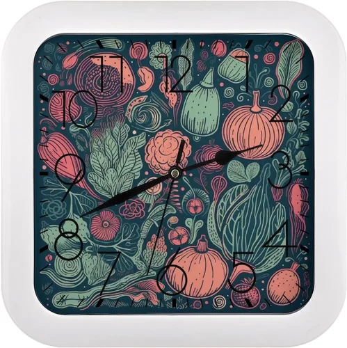 Vista 21 de 10" Square Modern Wall Clock,Art Chicken Animal Painting Print Kitchen Clocks Wall Battery Operated,Silent Non Ticking Unique Funny Cute Wall Clock