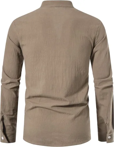 Vista 3 de LucMatton - Camisas de manga larga de estilo retro de algodón 100% para hombres de estilo medieval, vikingo o hippie