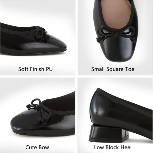 Vista 5 de SHOBOO Zapatos de vestir cómodos con tacón bajo y grueso, punta redonda, para mujer