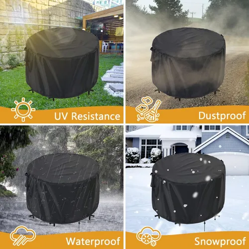 Vista 6 de Kingling Fundas impermeables para muebles de patio, fundas redondas para mesa de patio de 42 pulgadas, resistentes al aire libre, para comedor