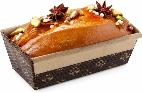 Vista 6 de Pastry Chef's Boutique Moldes de papel rectangulares desechables para pan, hechos de forma natural, reciclable, aptos para microondas y horno, molde