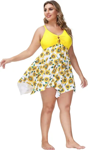 Vista 8 de Hanna Nikole Traje de baño de una pieza con control de abdomen para mujer, talla grande, con cuello en V
