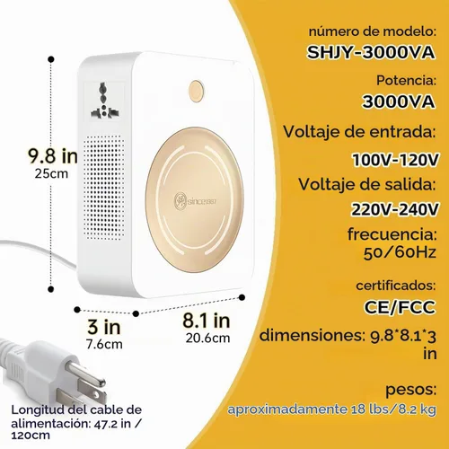 Vista 4 de 3000W 110 a 220 convertidor de voltaje paso hacia arriba transformador 120v a 240v