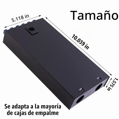 Vista 6 de Caja SC SM 6 puertos+Cables Montaje en pared Caja de fibra con módulo de empalme y cargado 6 puertos SC-UPC monomodo LGX Panel