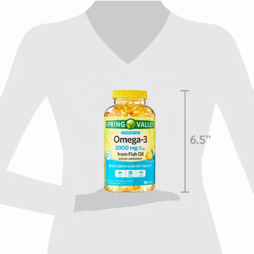 Vista 4 de Spring Valley Omega 3 Aceite de pescado máximo 2000 mg 180 cápsulas blandas + pegatina me Gusta