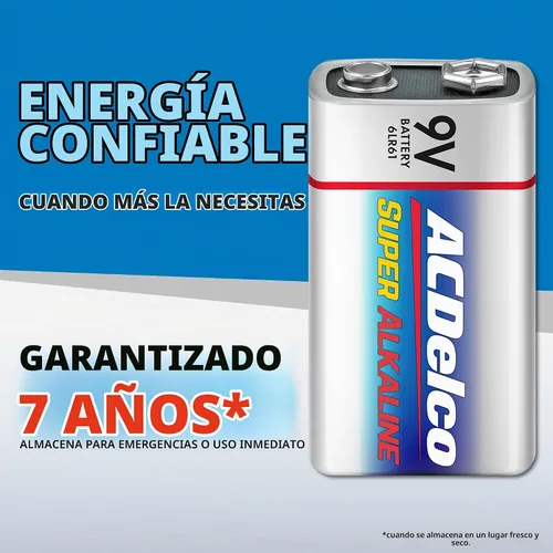 Vista 4 de ACDelco 8 baterías de 9 V, batería súper alcalina de máxima potencia para el hogar y la oficina, 7 años de vida útil, embalaje resellable