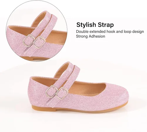 Vista 3 de JTENGYAO Zapatos de vestir de bailarina para niñas, zapatos planos de ballet Mary Jane para niñas pequeñas
