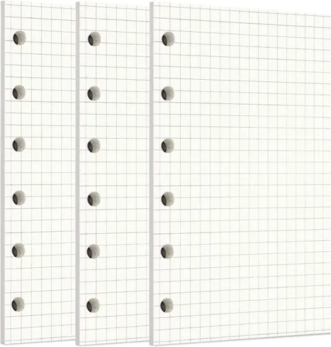 Vista 40 de Zelten 1 paquete A5 de 80 hojas/160 páginas 4 en 1 rayado cuadrado punteado en blanco hojas sueltas perforadas papel de repuesto de papel
