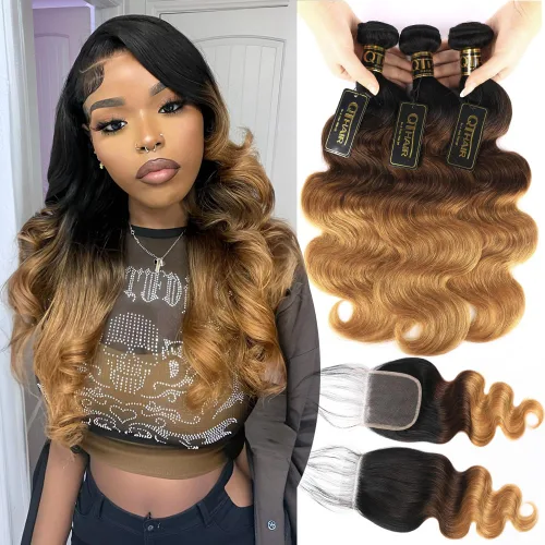 Vista 22 de QTHAIR Extensiones de cabello humano brasileño ondulado de grado 18A #613 con cierre de encaje HD 4x4