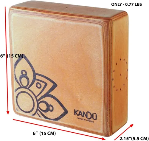 Vista 3 de El Kandu Clever Shaker es el primer tambor agitador con dos sonidos distintivos: un lado como una clave, el otro más como un bongo (azul)
