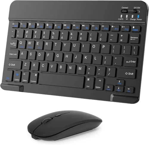Vista 12 de Combo de teclado y mouse inalámbricos, teclado y mouse Bluetooth recargables con retroiluminación de 7 colores y receptor USB inalámbrico de 2.4