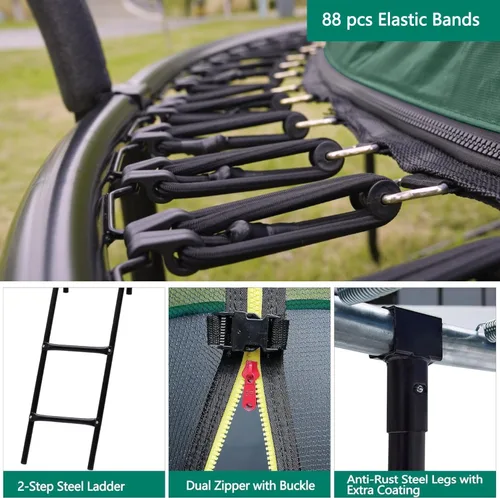 Vista 4 de 1400LBS 6FT 8FT 10FT 12FT 14FT Springless Trampolines for Kids and Adults, ASTM Approved Outdoor Trampoline with Enclosure Net, Backyard Trampoline