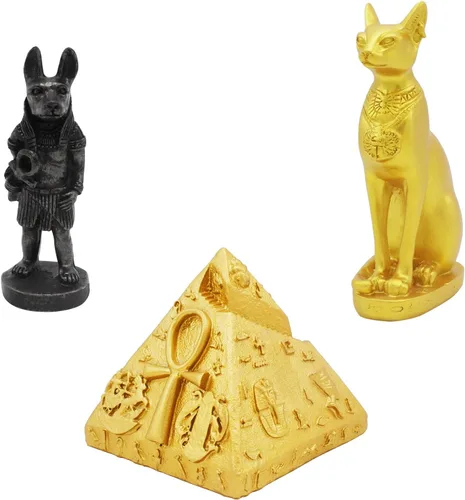Vista 7 de Faraón del Antiguo Egipto para acuario, decoración de pecera, decoración (juego de 3) Esfinge, momia, sacerdote, cráneo, escultura, reptil, tortuga