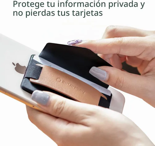 Vista 5 de Sinjimoru Tarjetero con agarre para teléfono con soporte para teléfono, billetera de agarre seguro para iPhone con soporte para mesa. Sinji Pouch