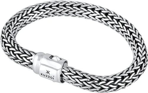 Vista 2 de kuzzoi Pulsera redonda bizantina de plata de ley 925 para hombre, longitud 7,48 pulgadas - 9,05 pulgadas, ancho 0,35 pulgadas, 1.87 onzas