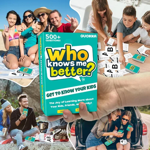 Vista 6 de QUOKKA ¿Quién sabe mejor? - Original - Juego de trivia de cartas para la familia Preguntas divertidas y educativas para familias Apto para niños