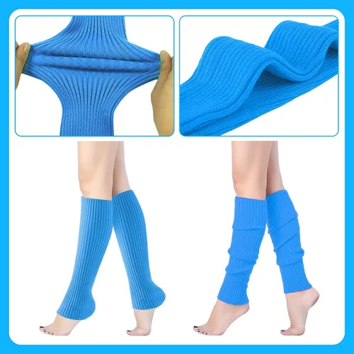 Vista 2 de Yewong Conjunto de disfraz de entrenamiento retro de los años 80 y 90 para mujer, con leggings, riñonera, calentadores de piernas, muñequeras