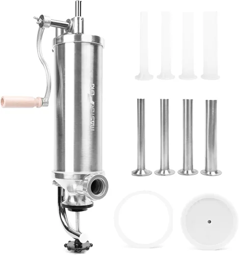 Vista 8 de Máquina de relleno vertical de acero inoxidable de 5 libras con 8 embudos de relleno y 1 pistón de silicona