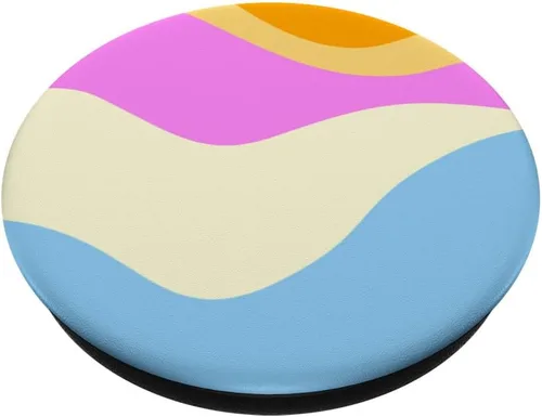 Vista 2 de Retro Waves Swirls Pastel Rainbow Wavy Stripes 60s Aesthetic PopSockets Adhesive PopGrip