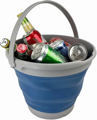 Vista 4 de SAMMART Cubo de plástico plegable de 10 L (2.6 galones), bañera redonda plegable con asa, cubo de pesca portátil, cubo de agua, ahorro desplegable
