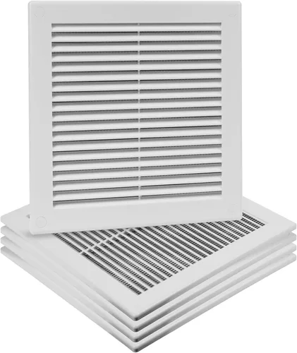 Vista 32 de Paquete de 2 cubiertas cuadradas de ventilación de aire de 4" x 4" (tamaño exterior) - Deflector de ventilación de plástico negro - Malla