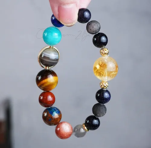 Vista 28 de Precious Gemstone Natural Crystal Healing Bracelet, Rutilated Quartz, Moonstone, Quartz Handmade Original Design Bracelet