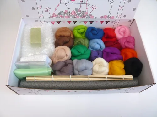 Vista 2 de heidifeathers Kit de fieltro húmedo en caja premium - 20 colores merino