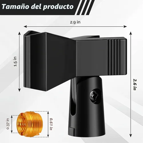 Vista 2 de Juego de clips de micrófono para soportes, 4 soportes ajustables