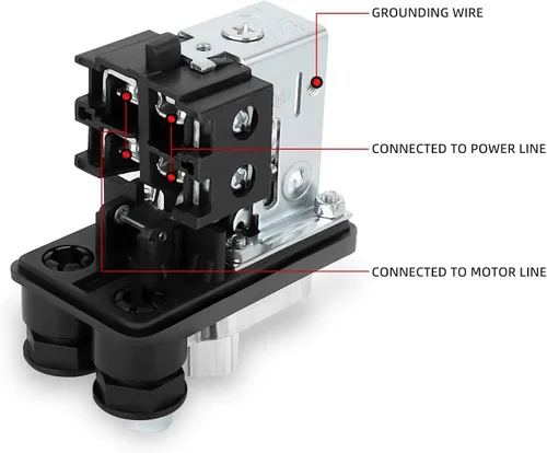 Vista 5 de MEANLIN MEASURE Válvula de control del interruptor de presión del compresor de aire 90-120 PSI 110V-240V piezas de repuesto de 1 vía con cinta