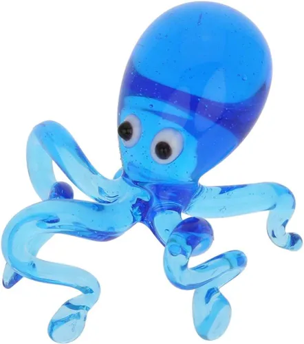 Vista 2 de Glass Of Venice Figura decorativa de cristal de Murano de pulpo azul – Pulpo de vidrio soplado animal marino vida marina adorno para decoración