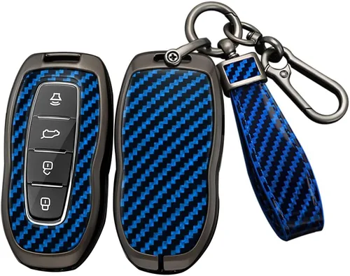 Vista 9 de ontto Funda de llave de automóvil de 4 botones compatible con Ford Equator 2022 2023, funda de metal con textura de carbono, carcasa elegante