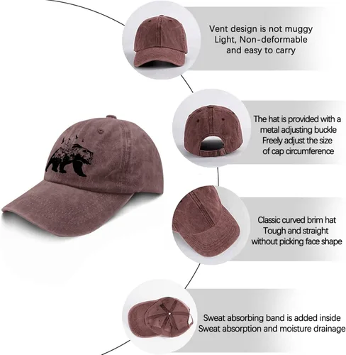 Vista 6 de devor Caps Bear Dad Hats for Women Funny Dad Hats Adjustable