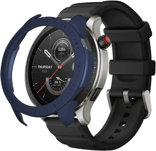 Vista 13 de Funda protectora para Amazfit GTR 4, a prueba de golpes, duradera, de policarbonato duro, accesorios para Amazfit GTR 4 Smartwatch (negro y azul)