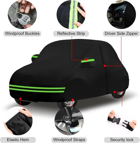 Vista 2 de Fundas impermeables para automóvil de repuesto para Fiat 1957-1975 500/500L/500F, 6 capas para todo tipo de clima, funda de automóvil con puerta