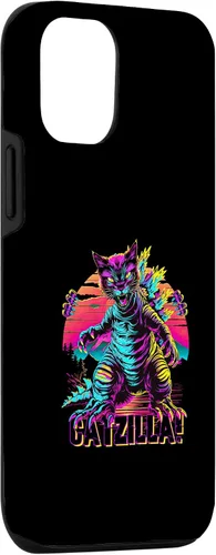 Vista 3 de iPhone 15 Streetwear Synthwave 80s 90s Catzilla Cat Japanese teen Case