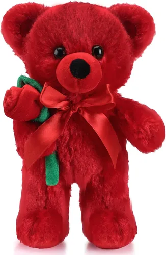 Vista 7 de Civaner Regalo de oso con rosa, divertido y lindo oso de peluche para niños pequeños, mamá, día de la madre, novia, cumpleaños, boda, 11.8 pulgadas