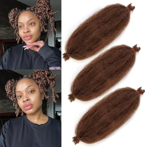 Vista 61 de Cabello de Envoltura Pre-Esponjado de 8 Pulgadas, 3 Paquetes, Cabello Afro Twist Pre-Separado Elástico para Locs, Cabello Afro Twist Negro Natural