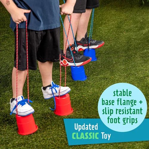Vista 3 de Just Jump It EZ Can Steppers Zancos para Niños, Piedras de Equilibrio para Niños, Plataforma de Caminata Zanco Juguete Sensorial Stomper para Niños