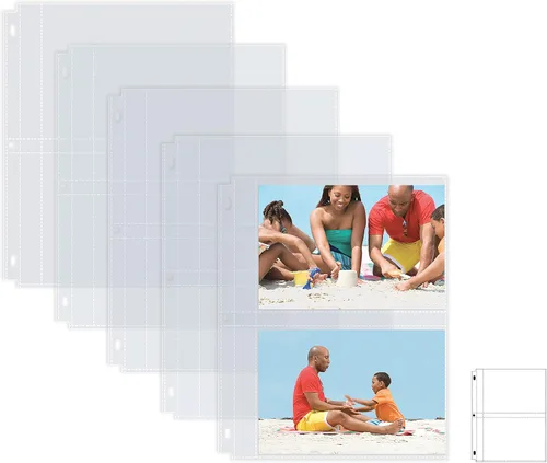 Vista 9 de Better Office Products Hojas de repuesto para álbumes, 5 x 7 pulgadas, pesadas, de 3 anillos transparentes con 3 anillas, 100 fotos en total, cada