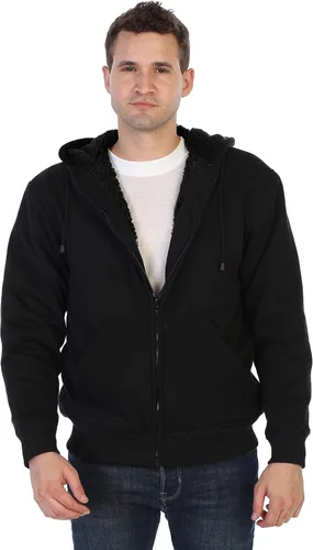 Vista 15 de Gioberti Chaqueta con capucha de forro polar suave y pesado para hombre Negro