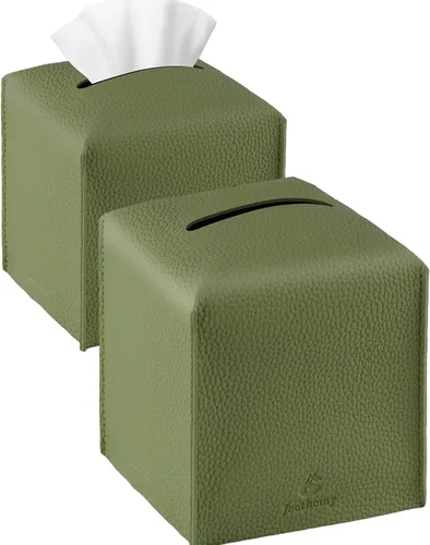 Vista 30 de Funda para Caja de Pañuelos, Jeethemy Porta Caja de Pañuelos Cuadrada de Cuero PU, Moderno Estuche de Pañuelos Organizador Dispensador de Papel