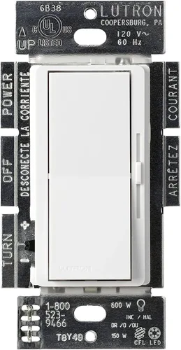 Vista 26 de Lutron Diva LED+ Interruptor Regulador de Luz para Bombillas LED Regulables, Halógenas e Incandescentes, 150 Vatios, Unipolar o 3 Vías, Almendra