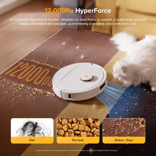 Vista 2 de roborock Qrevo S5V Robot Vacuum and Mop, FlexiArm Edge Mopping, 12,000Pa Suction, Dual Zero-Tangle System, Smart Obstacle Avoidance, 10mm Mop White