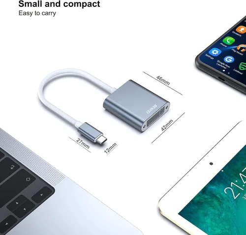 Vista 4 de BENFEI Adaptador USB C a DVI, adaptador tipo C a DVI [compatible con Thunderbolt 3/4] con iPhone 15 Pro/Max, MacBook Pro/Air 2023, iPad Pro, iMac