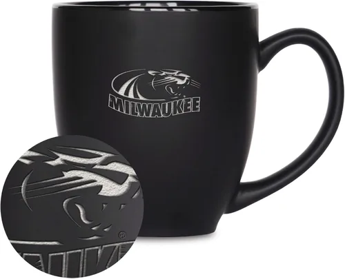 Vista 44 de Rico Industries - Taza de cerámica mate negra con grabado láser estándar de 15oz para NCAA (escuelas T & U) - Para bebidas calientes o frías