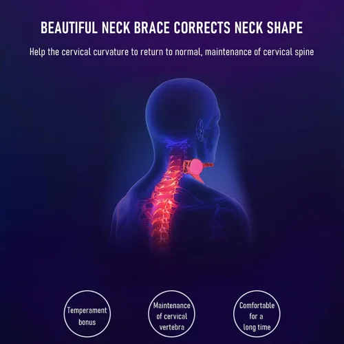 Vista 9 de Collar de Cuello Ajustable 360° - Soporte de Cuello con Estira-Cuello Collar Cervical Hecho de Plástico para Corregir la Postura de Cabeza